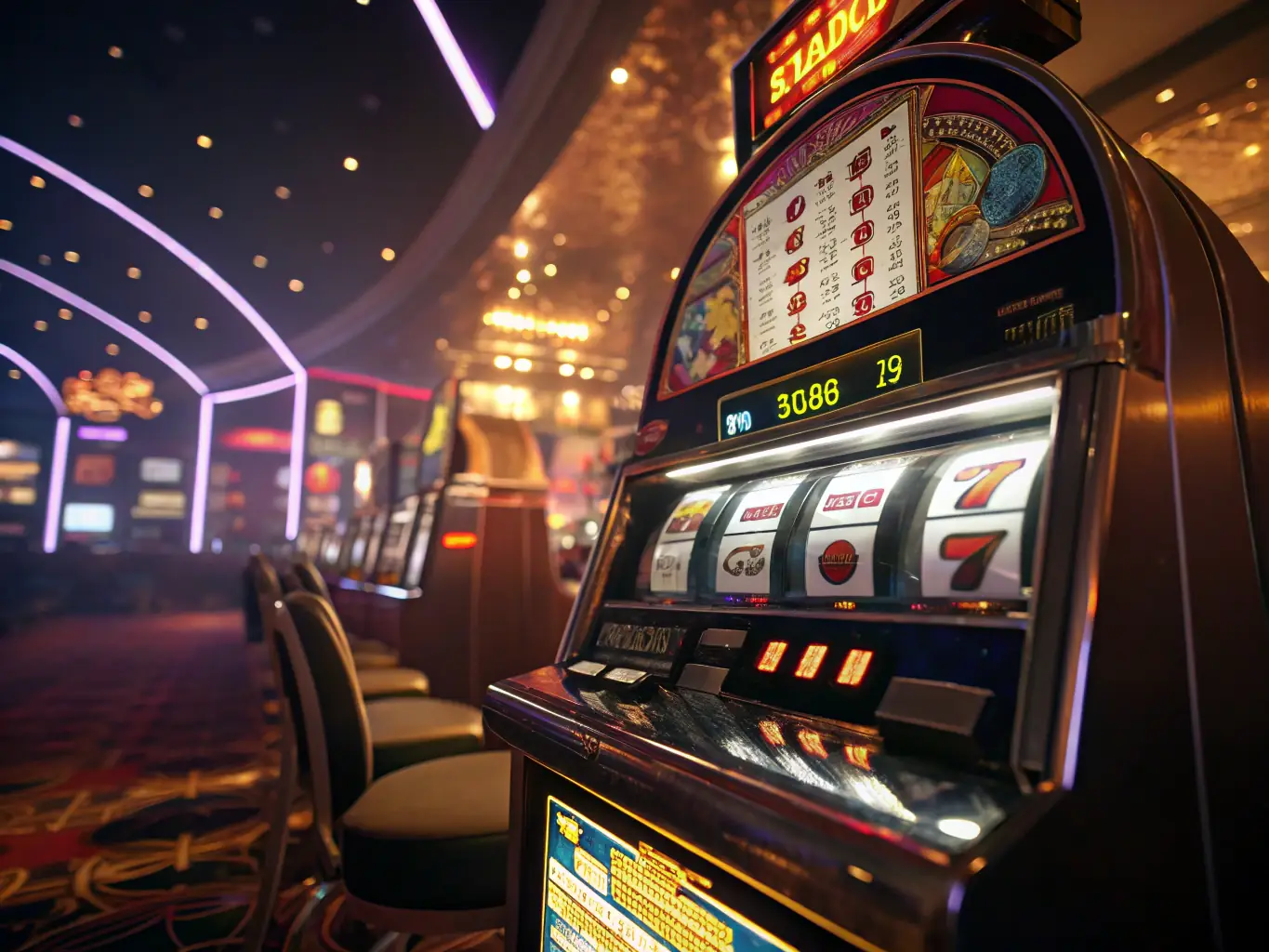 A vibrant image depicting the excitement of playing online slots, with symbols of luck and fortune displayed prominently. The scene captures the thrill of spinning the reels and the anticipation of a big win.